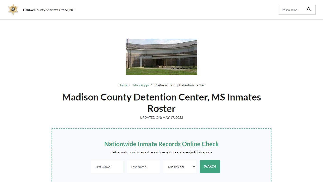 Madison County Detention Center, MS Jail Roster, Name Search